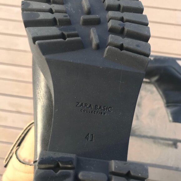 Zara Black Leather Platform Heeleed Rubber Sole Ankle Boot women's 41 (US 10.5) - Picture 6 of 10